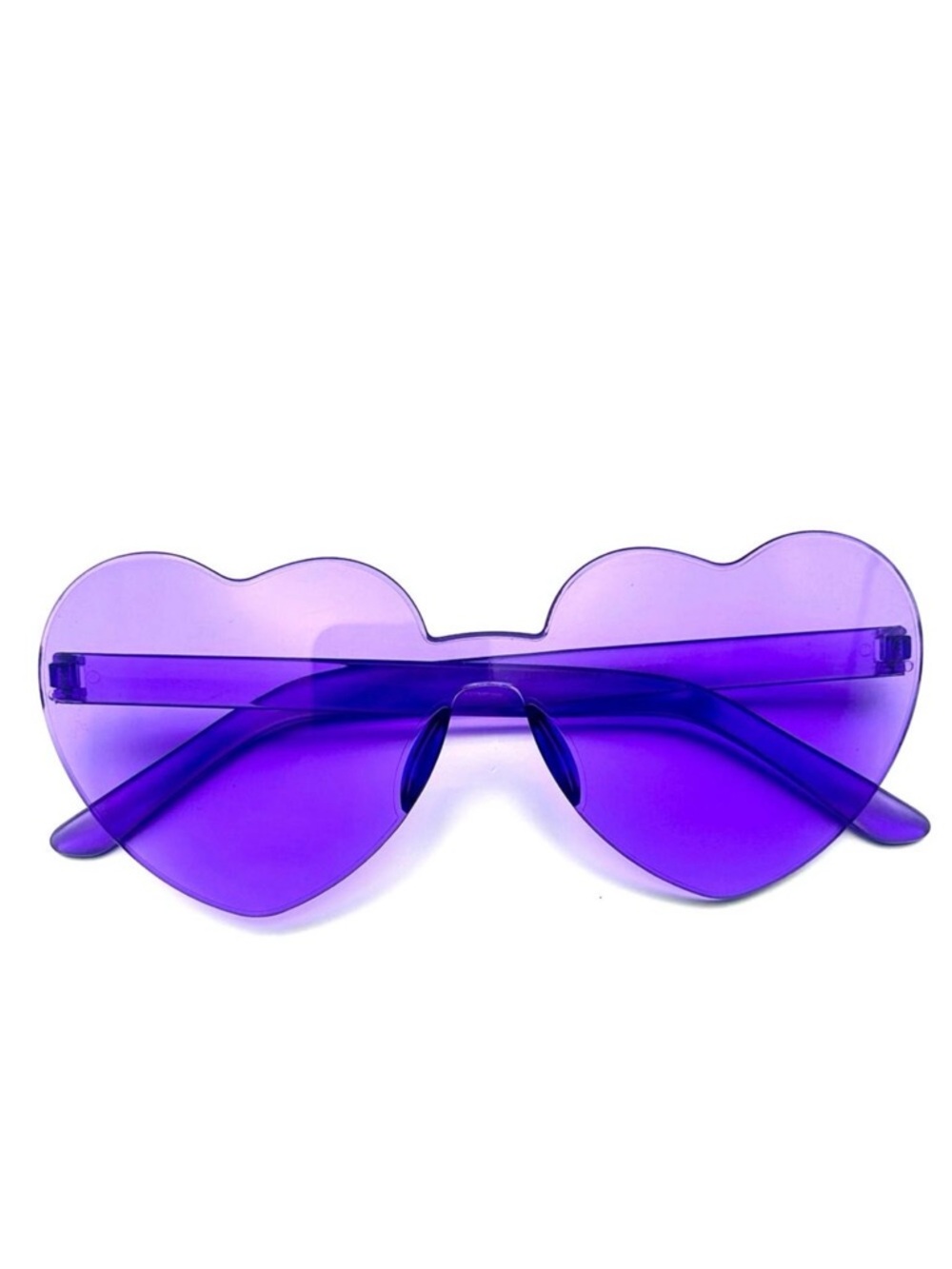 Purple Heart Shaped Rimless Sunglasses Novelty Festival Glasses